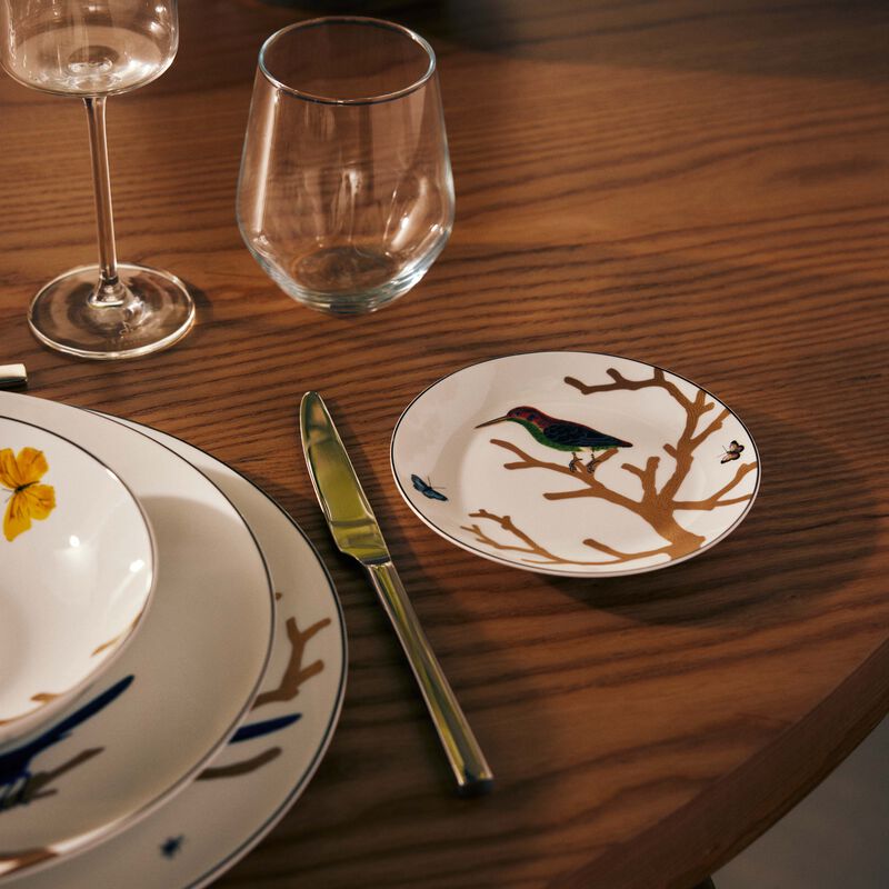 bernardaud aux oiseaux bread   butter plate round gold 14cm