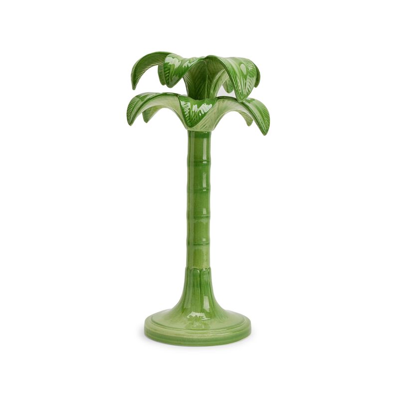 Palm Candlestick Holder - Green - Large, large