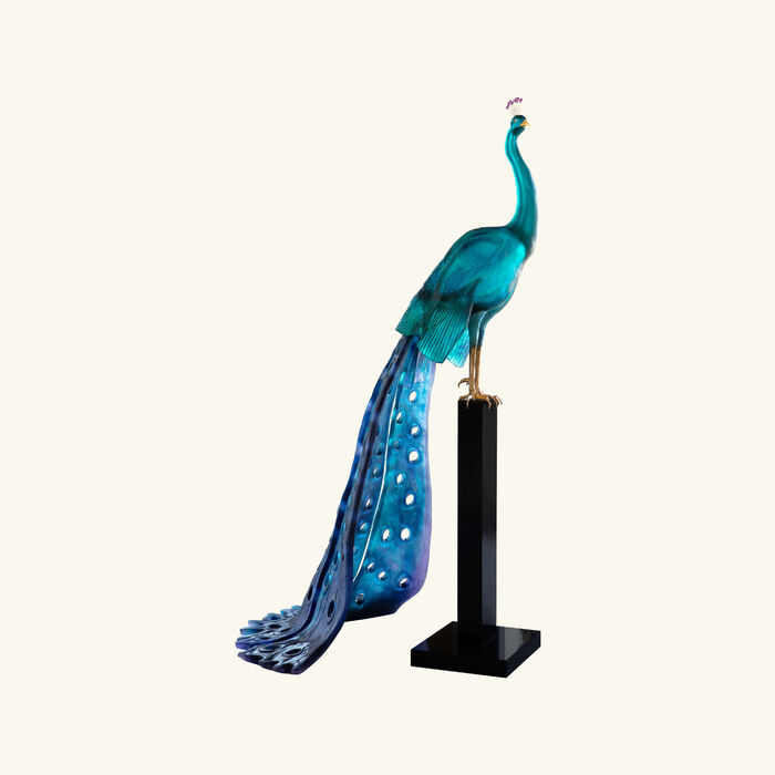 daum tropical peacock sculpture extra large blue