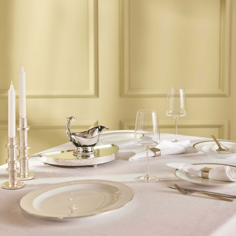 كريستوفل صينية الضيافة سيف دارجان على شكل نصف دائرة صغيرة فضية