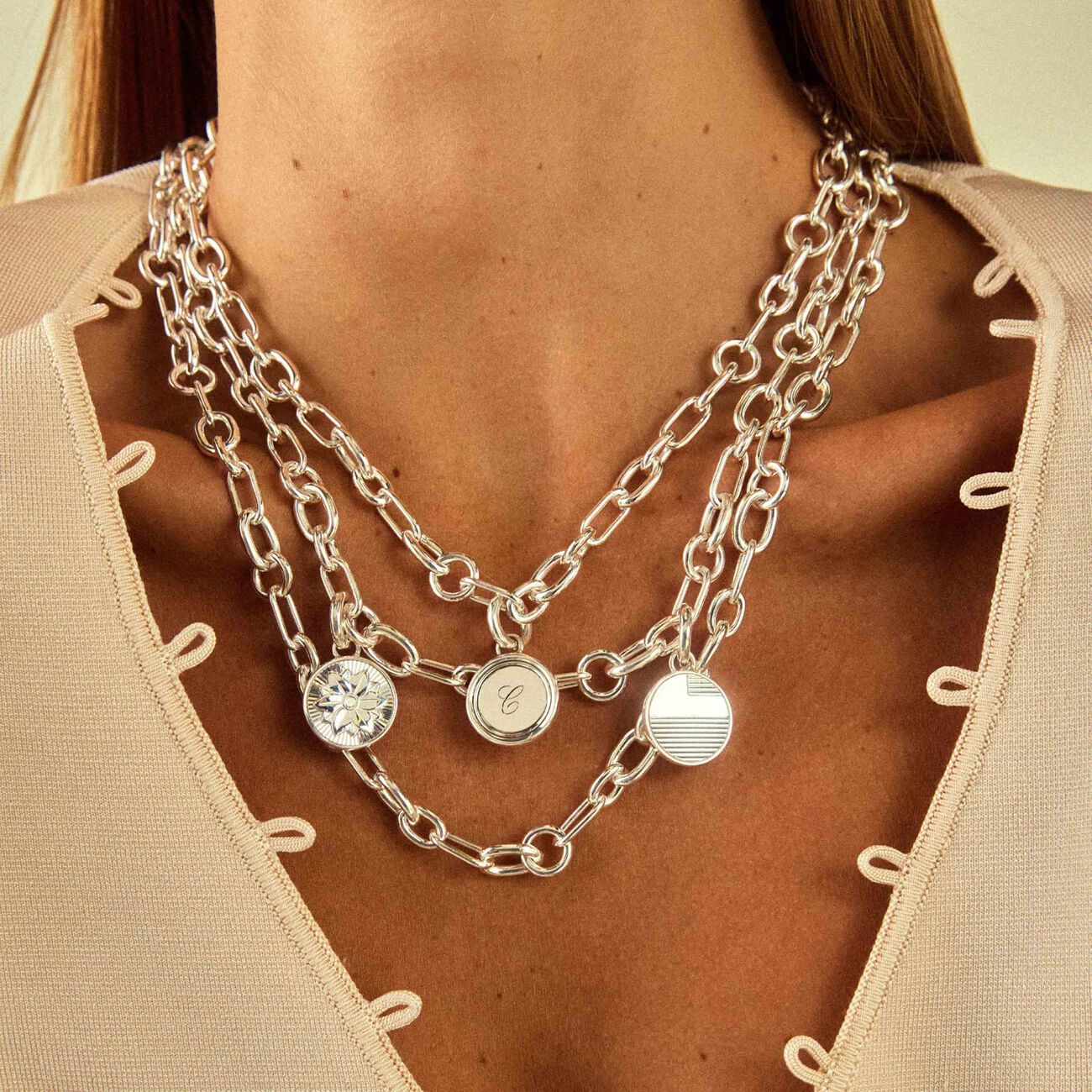 Chri-Chri Chain Necklace Sterling Silver Size 1 christofle chri chri chain necklace sterling silver size 1