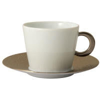 Ecume Platine Tea Cups & Saucers, small