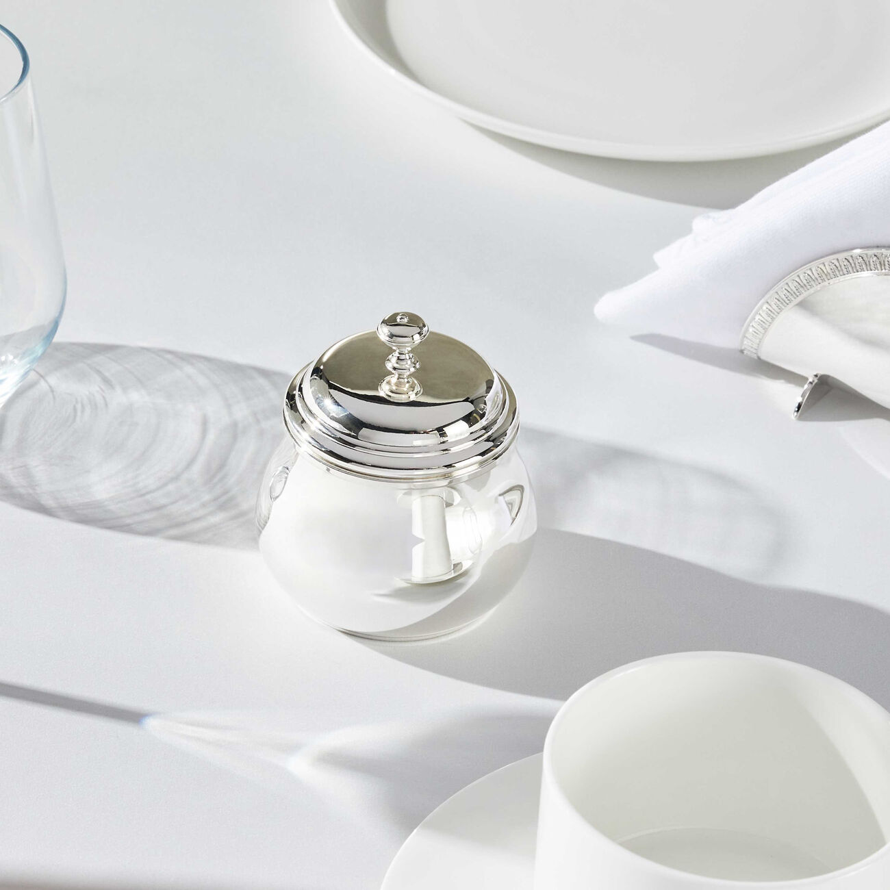 christofle albi sugar bowl with lid silver plated