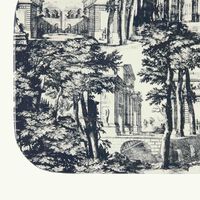 fornasetti giardino settecentesco tray rectangular small blue