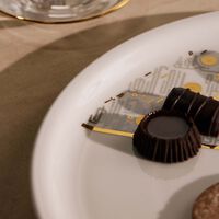 دملاج طبق الضيافة حياة ذهبي بتصميم دائري 32 سم