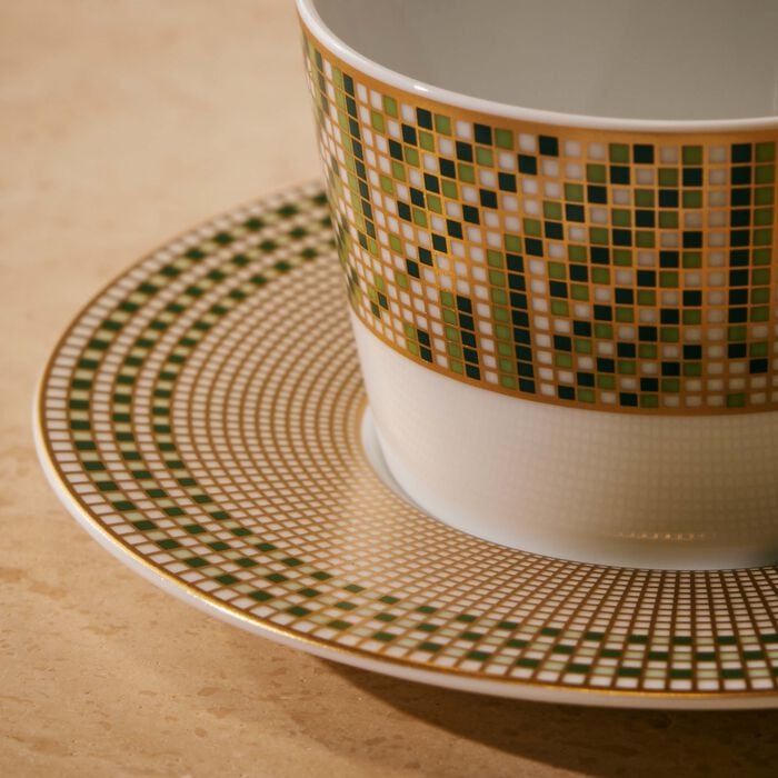 bernardaud augusta tea cup   saucer green set of 4