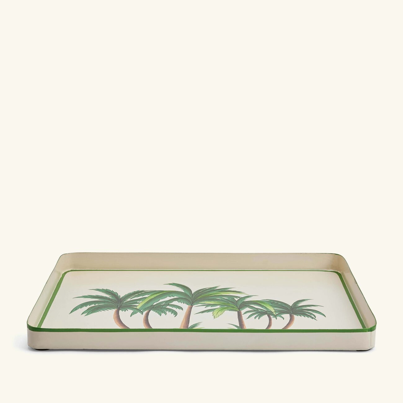 Flora Palm Tree Serving Tray Rectangular Medium White les ottomans flora palm tree serving tray rectangular medium white