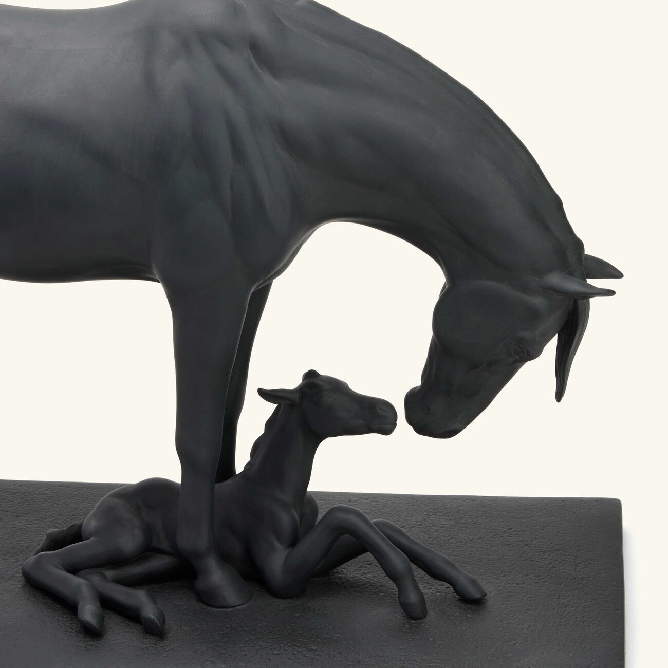 lladro mare and foal sculpture medium black