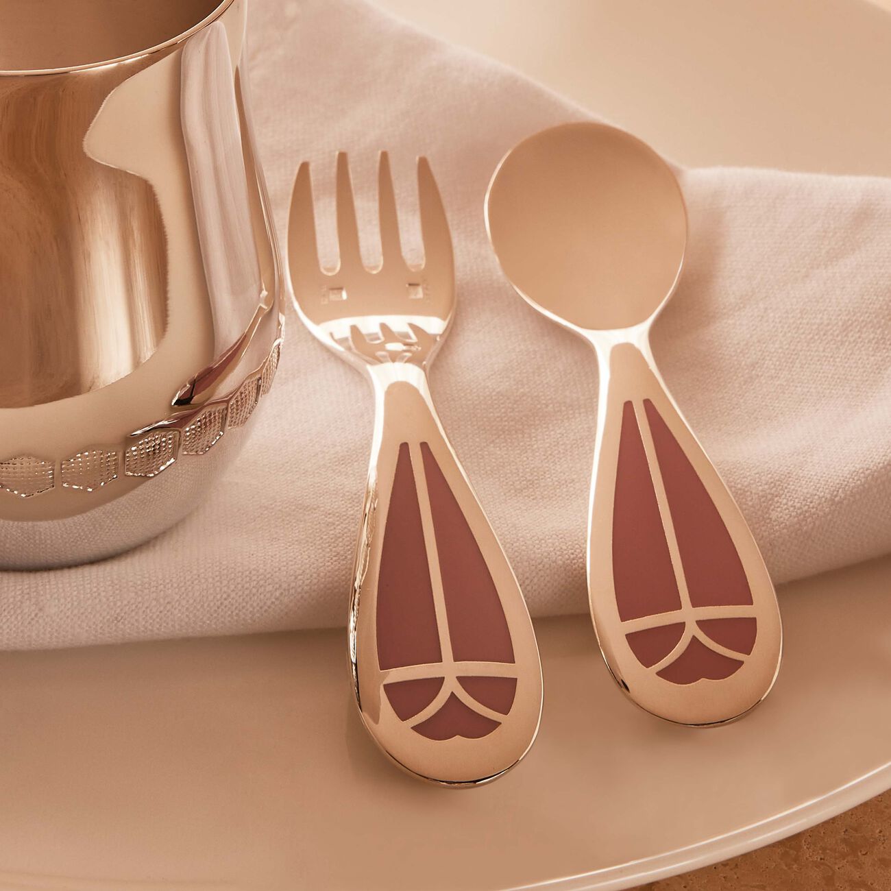 Quartz Talisman Baby Flatware Pink Set Of 2 christofle quartz talisman baby flatware pink set of 2