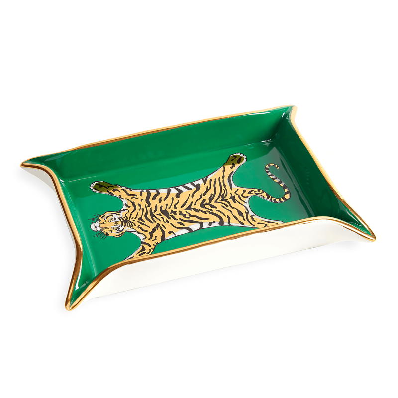 jonathan adler tiger trinket tray small green