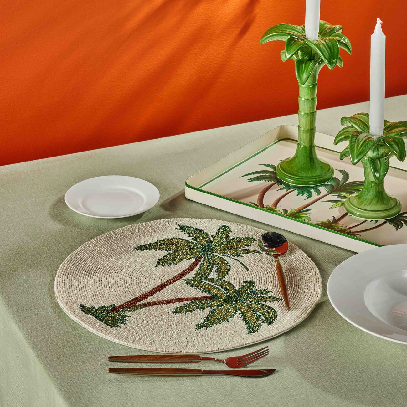 Jungle Beaded Placemat White les ottomans jungle beaded placemat white