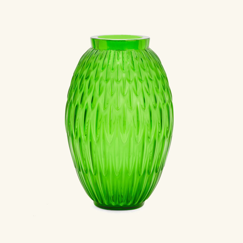 lalique plumes vase small green