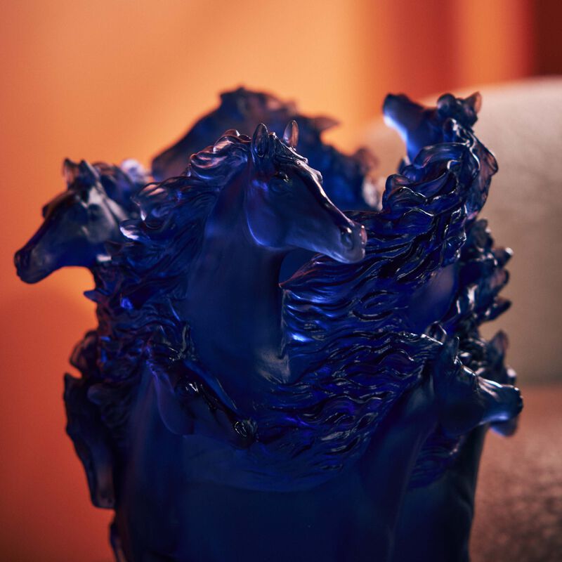 Horses Vase Medium Blue daum horses vase medium blue