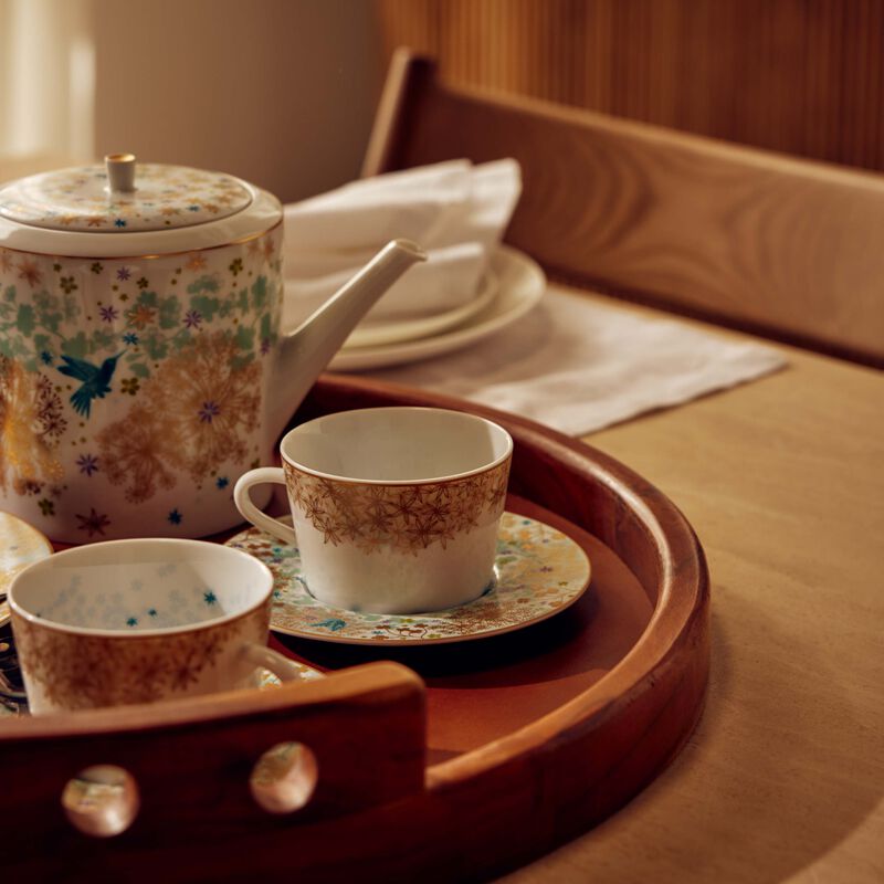 bernardaud tea cup   saucer blue set of 4