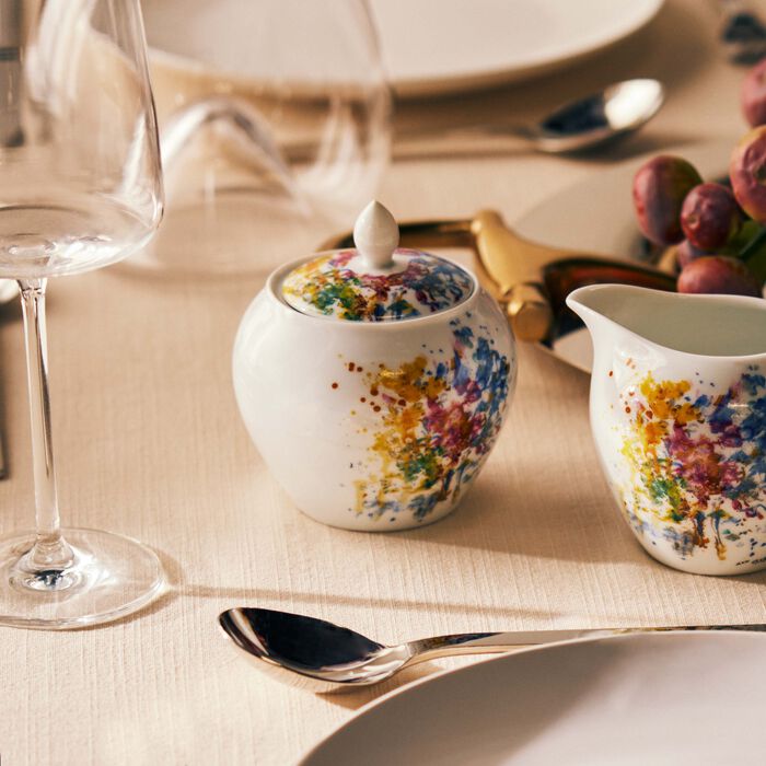 bernardaud bouquet de fleurs sugar bowl yellow