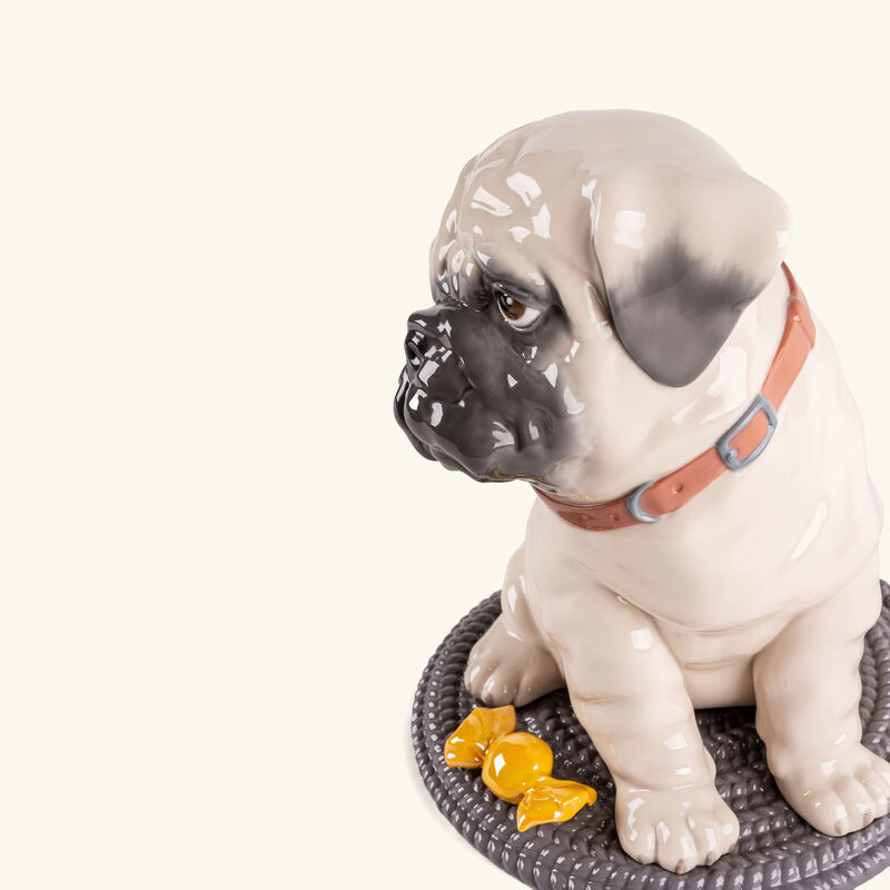 lladro puppie pug sculpture medium white