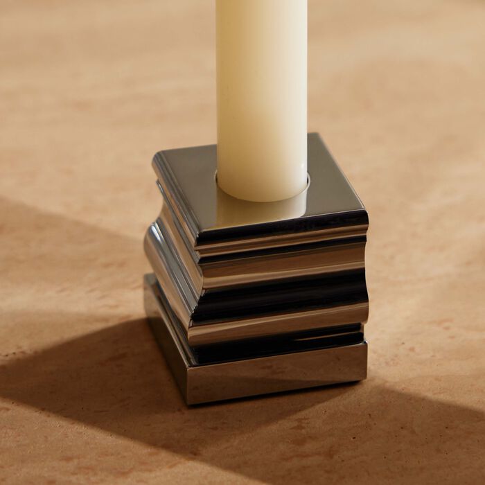 christofle perspectives candle holder small chrome