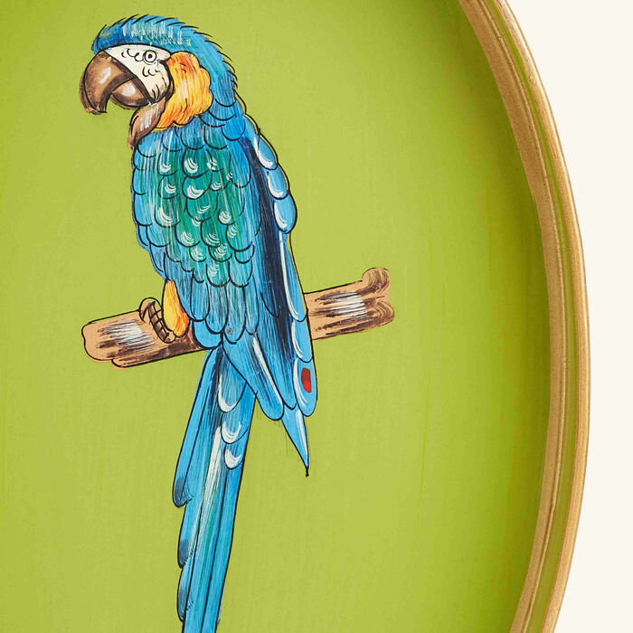 لي أوتومان صينية الضيافة فاونا بيضاوية متوسطة خضراء