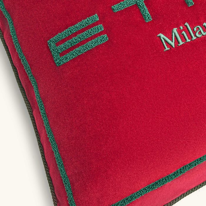 etro sponge embroided cushion red