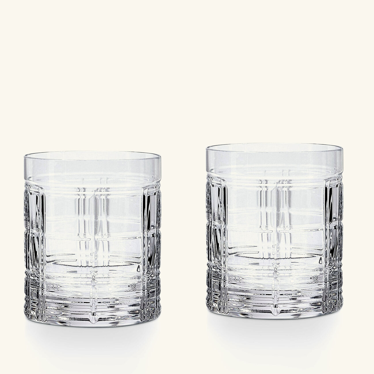 Hudson Plaid Double-Old-Fashioned Drinking Glass Clear Set Of 2 ralph lauren home hudson plaid double old fashioned drinking glass clear set of 2