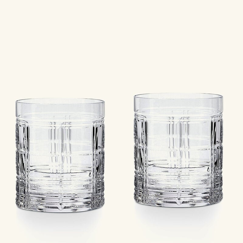 Hudson Plaid Double-Old-Fashioned Drinking Glass Clear Set Of 2 ralph lauren home hudson plaid double old fashioned drinking glass clear set of 2