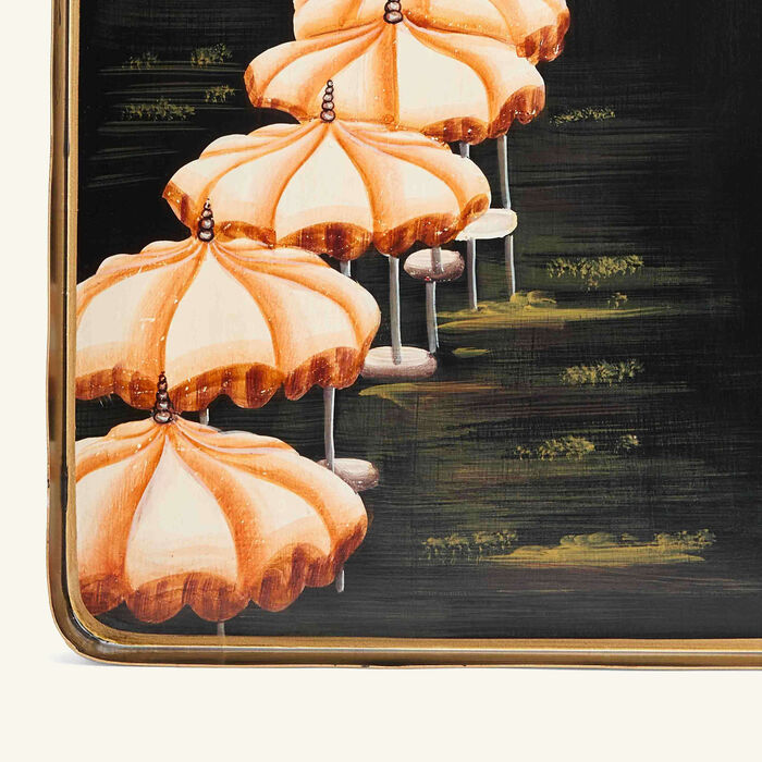 لي أوتومان صينية الضيافة فلورا مستطيلة متوسطة سوداء