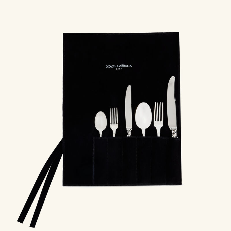 dolce gabbana casa dg logo flatware set of 6 silver
