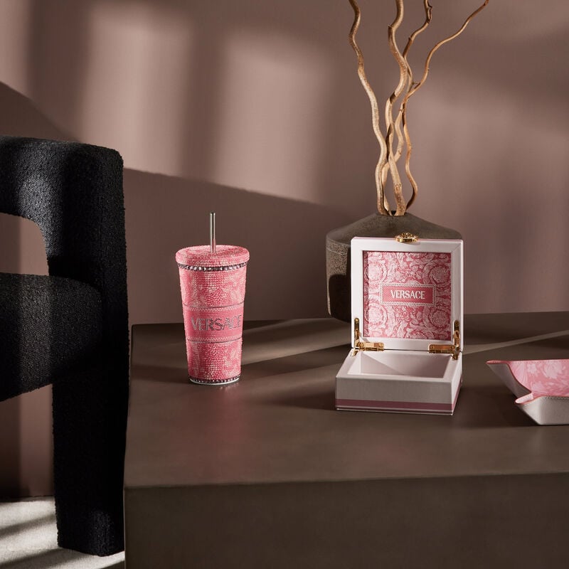 Barocco Crystal Travel Cup Pink versace barocco crystal travel cup pink