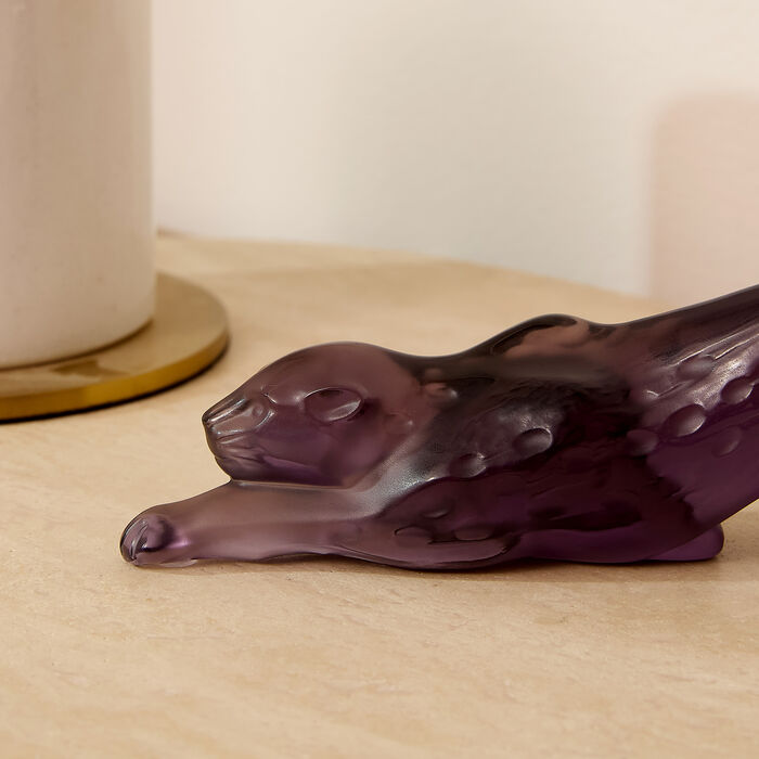 lalique vesper zeila panther sculpture small purple