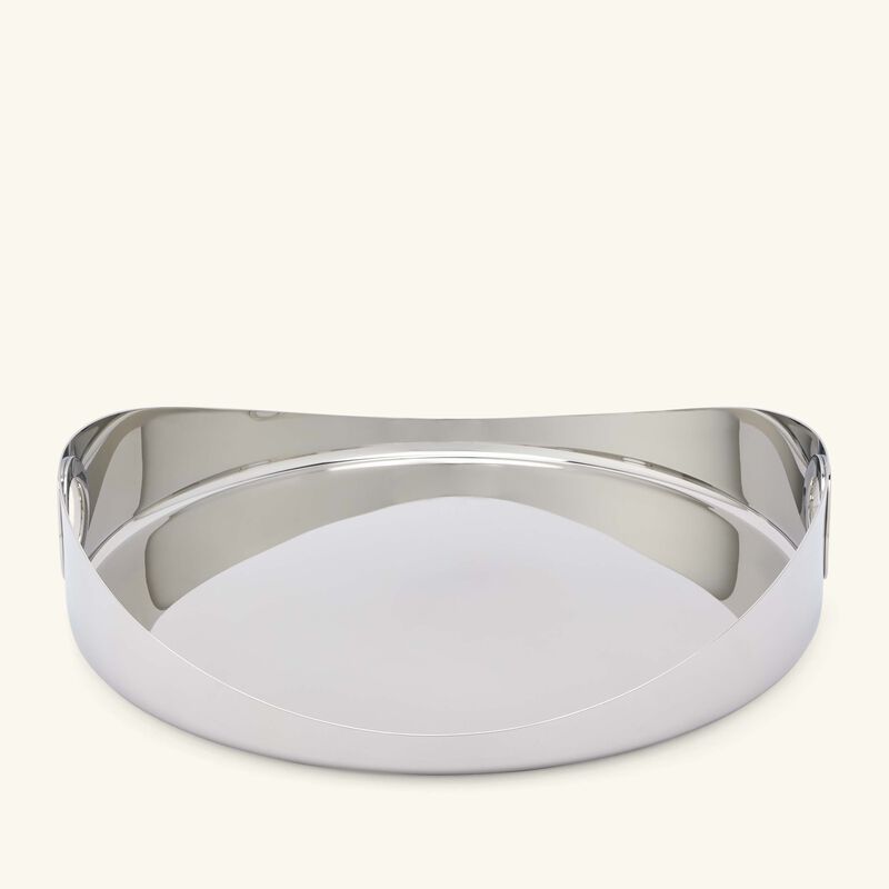 oh de christofle serving tray round large stainless steel
