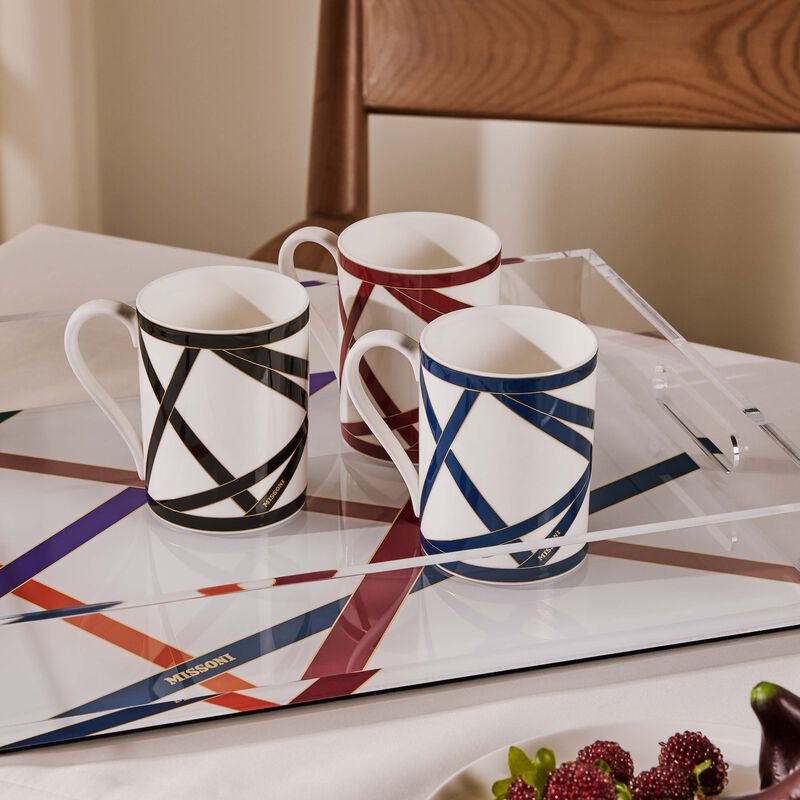 ميسوني هوم طقم ناستري المؤلف من فنجانين للشاي مع صحنيهما بلون أحمر