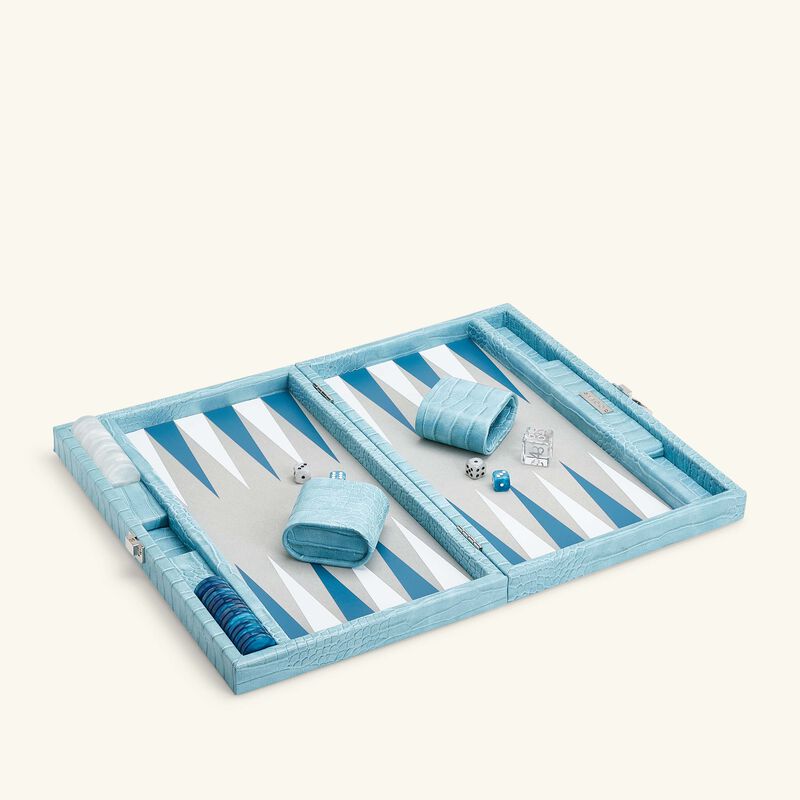 Blue Alligator Medium Backgammon Set vido blue alligator medium backgammon set