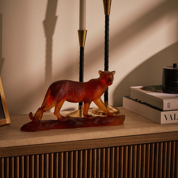 Tropical Leopard Figurine Medium Brown daum tropical leopard figurine medium brown