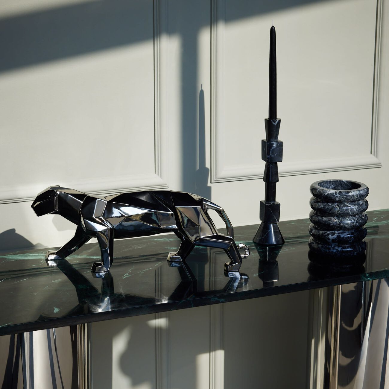 lladro panther sculpture small silver