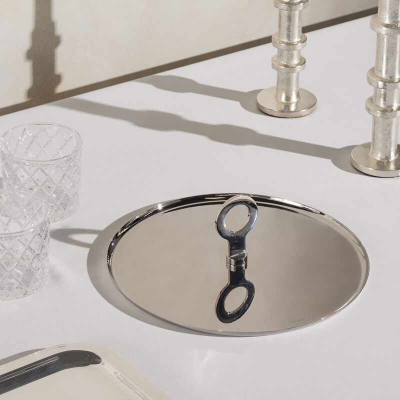 oh de christofle serving plate round stainless steel