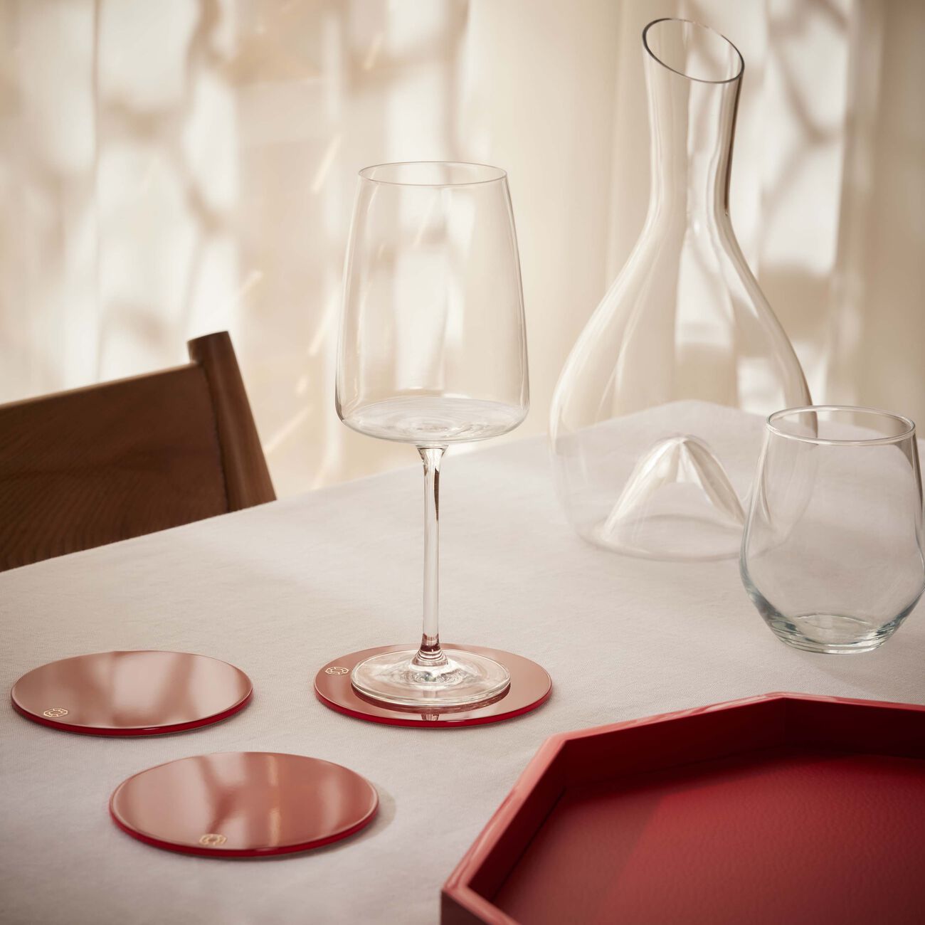 baccarat octogone coasters red set of 4