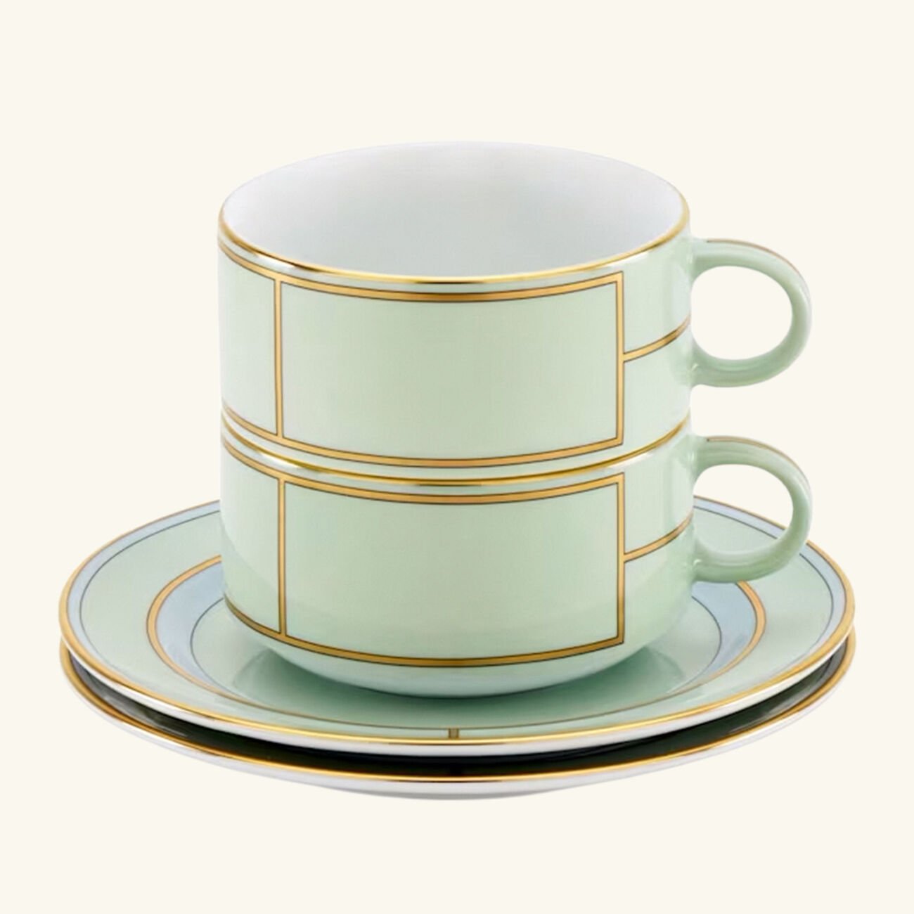 Diva Tea Cup & Saucer Green Set of 2 ginori 1735 diva tea cup saucer green set of 2