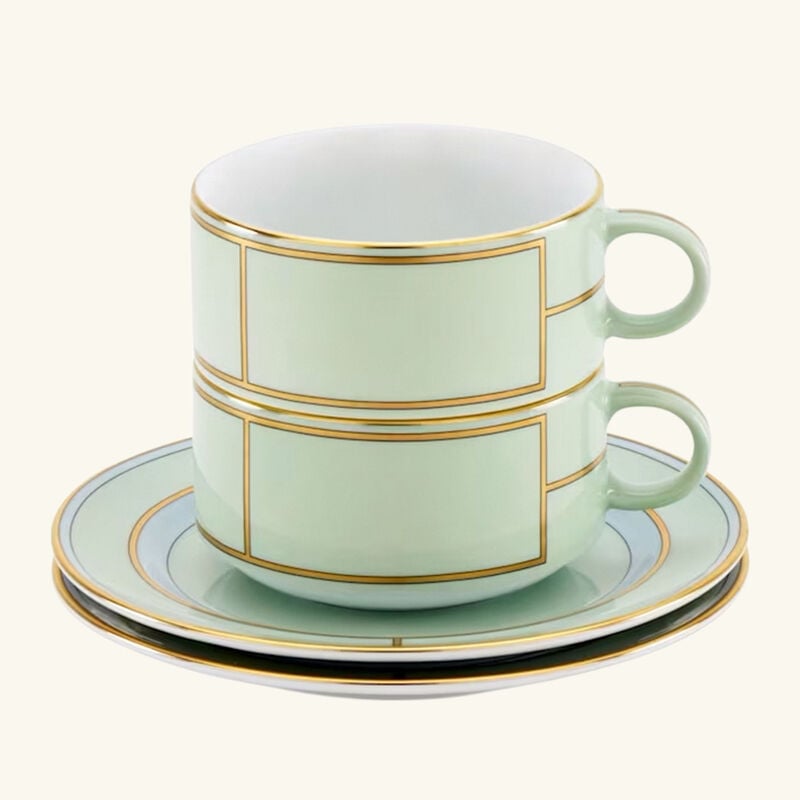 Diva Tea Cup & Saucer Green Set of 2 ginori 1735 diva tea cup saucer green set of 2