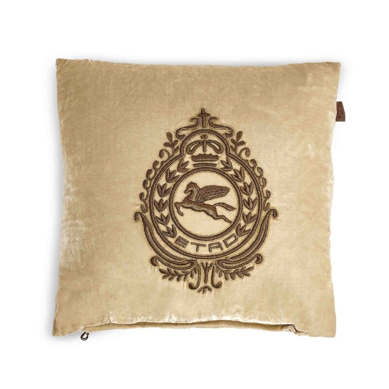 Crest Embroidered Cushion, large