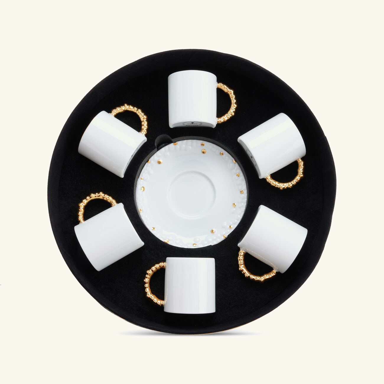 لوبجيه طقم هاس موهافي مؤلف من 6 فناجين للإسبريسو مع صحونها باللون الأبيض