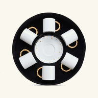 لوبجيه طقم هاس موهافي مؤلف من 6 فناجين للإسبريسو مع صحونها باللون الأبيض