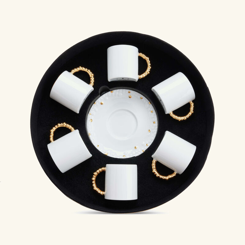 لوبجيه طقم هاس موهافي مؤلف من 6 فناجين للإسبريسو مع صحونها باللون الأبيض