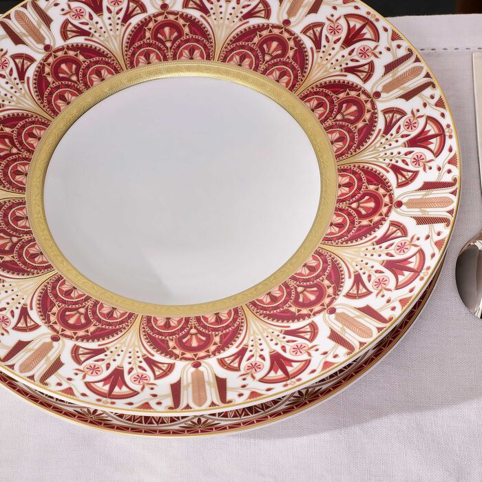 haviland reves du nil pourpre large rim soup plate red 27cm