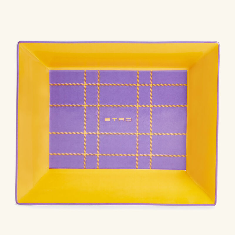 etro tartan trinket tray rectangular small yellow