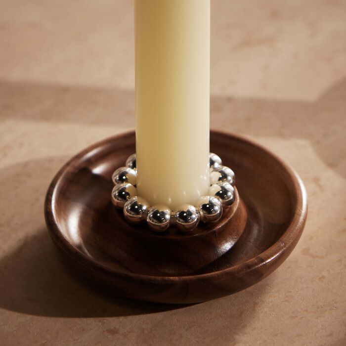 christofle perles candle holder walnut