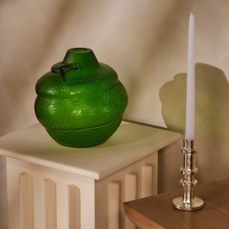 lalique serpent vase small green