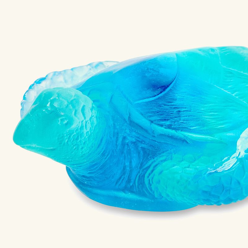 daum mer de corail sea turtle figurine mini light blue