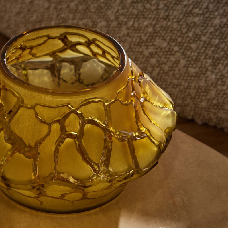 Terramineral Caldera Vase Votive Round Mini Yellow lalique terramineral caldera vase votive round mini yellow