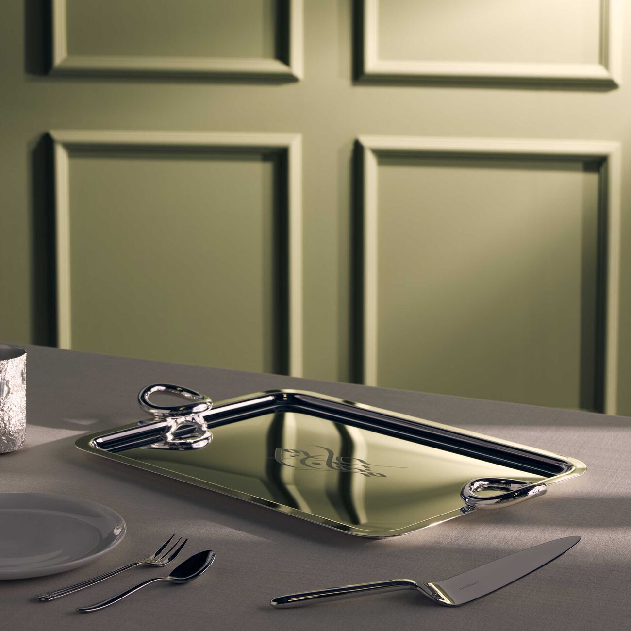 christofle vertigo ramadan serving tray rectangular large silver plated
