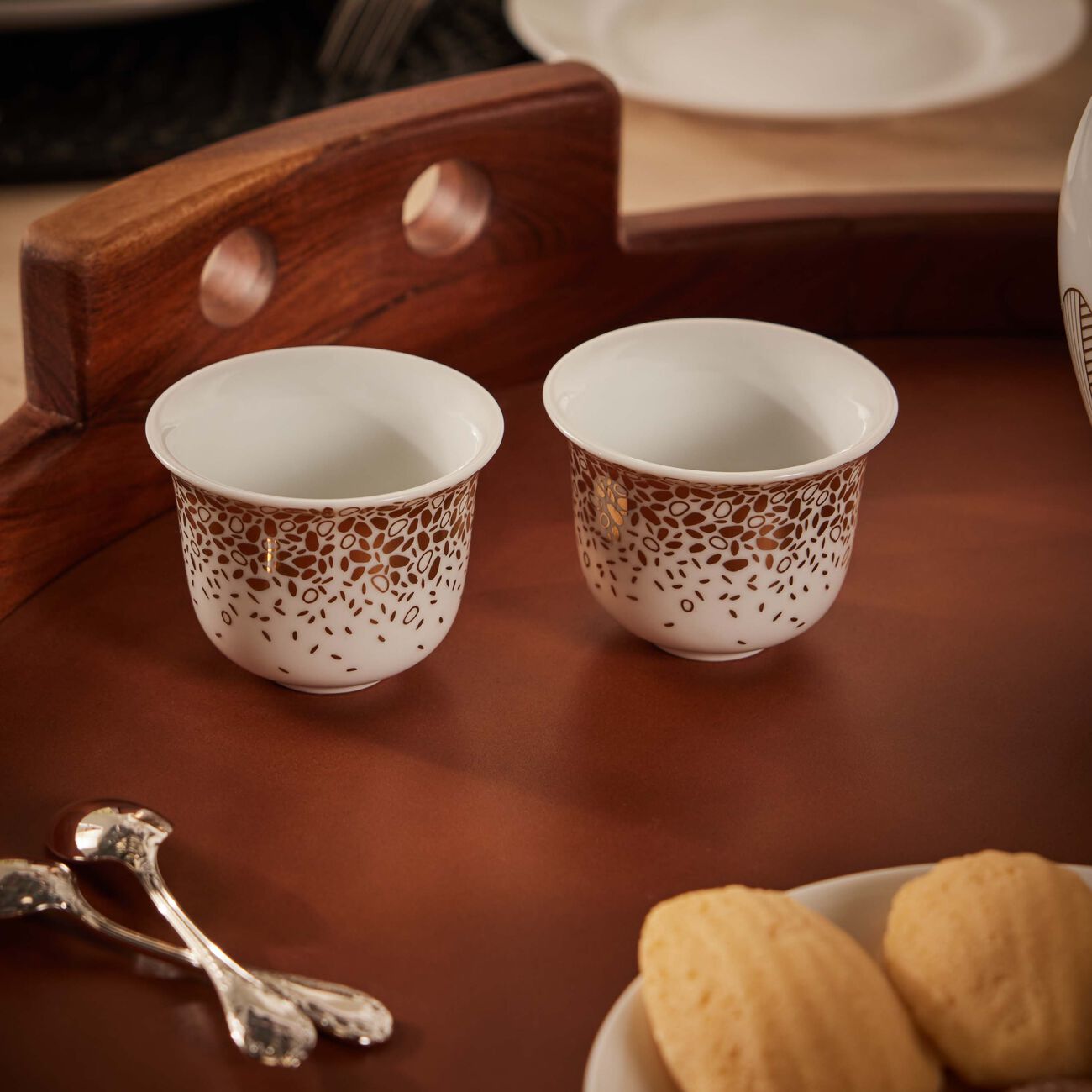 silsal tamrah dates spread bottom arabic coffee cup gold set of 2